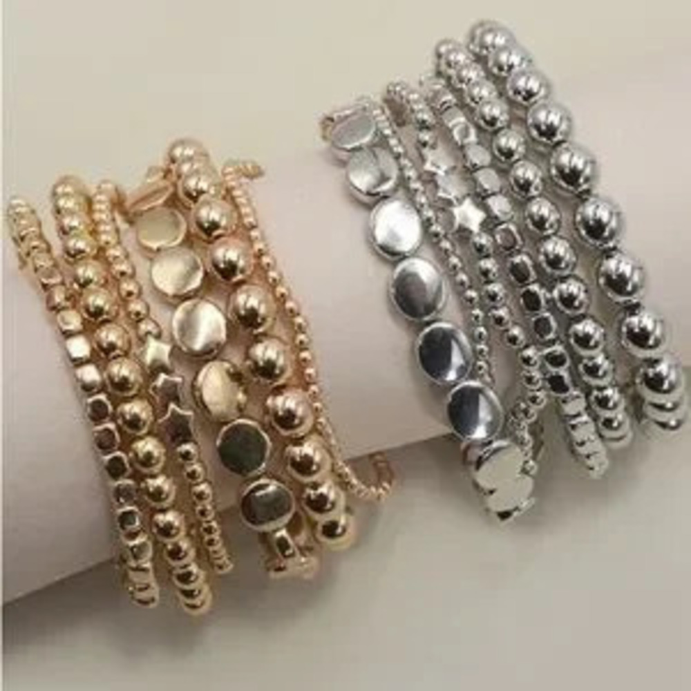 Gold Beaded Stack Bracelet Set (9702) - Picture 2 of 2